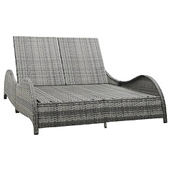 Maison Chic Chaise longue double avec coussin | Bain de soleil Relax | Transat Résine tressée Anthracite -GKD55566