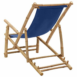 Maison Chic Chaise de terrasse jardin,fateuill d'extérieur Bambou et toile Bleu marine -GKD55237 pas cher