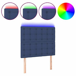 Maison Chic Tête de lit scandinave à LED,meuble de chambre Bleu 100x5x118/128 cm Tissu -MN38861