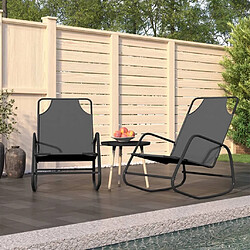 Maison Chic Lot de 2 Chaises longues à bascule | Bain de soleil Relax | Transat Gris Acier et textilène -GKD38267