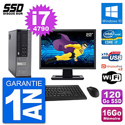 PC Dell 9020 SFF Ecran 22" Intel i7-4790 RAM 16Go SSD 120Go Windows 10 Wifi - Occasion