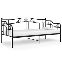 vidaXL Cadre de canapé-lit sans matelas noir métal 90x200 cm