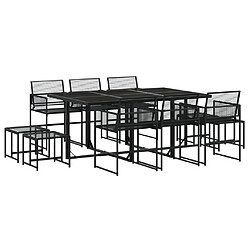 vidaXL Ensemble à manger de jardin 11 pcs noir résine tressée