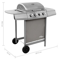 vidaXL Barbecue gril à gaz avec 4 brûleurs argenté pas cher