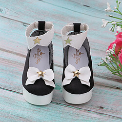 Avis 1/3 de jolies chaussures à talons bowknot pour les accessoires de robe de poupée BJD noirs