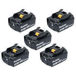 Makita kit batterie 5x BL 1830 B 18 V 3,0 Ah / 3000 mAh Li-Ion ( 5x 197599-5 ) avec affichage LED - original, pas de copie