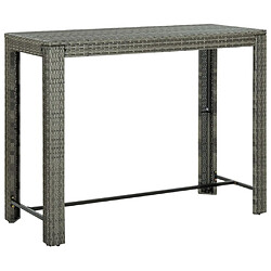 vidaXL Table de bar de jardin Gris 140,5x60,5x110,5 cm Résine tressée