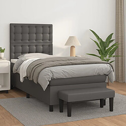 Maison Chic Lit Adulte - Lit simple Lit à sommier tapissier avec matelas moelleux - Meuble de Chambre - Gris 80x200 cm Similicuir -MN80563