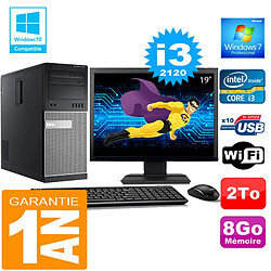 PC Tour DELL 7010 Core I3-2120 Ram 8Go Disque 2 To Wifi W7 Ecran 19" - Occasion