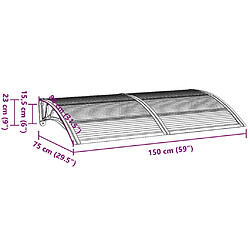 vidaXL Auvent de porte Noir et transparent 150x75 cm Polycarbonate pas cher