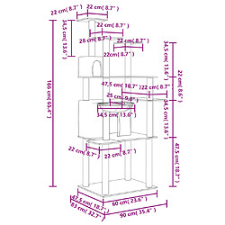 vidaXL Arbre à chat avec griffoirs en sisal Crème 166 cm pas cher