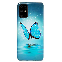 Coque en TPU noctilucent imd papillon bleu pour votre Samsung Galaxy S20 Plus