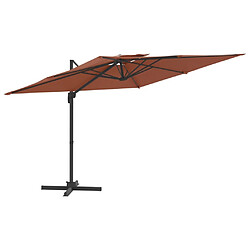 Maison Chic Parasol Jardin | Parasol cantilever à double toit Terre cuite 300x300 cm - GKD45701