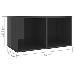 vidaXL Meubles TV 2 pcs Gris brillant 72x35x36,5 cm Bois d'ingénierie pas cher