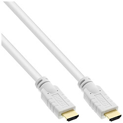 Câble HDMI haute vitesse InLine® avec Ethernet mâle à 4K2K plaqué or, blanc, 10 m