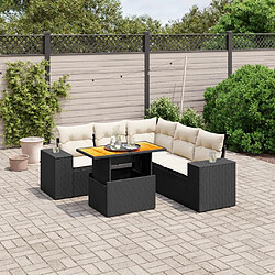 Maison Chic Ensemble Tables et chaises d'extérieur 6pcs avec coussins,Salon de jardin noir résine tressée -GKD220055