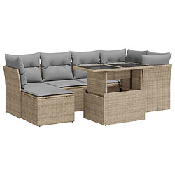 vidaXL Salon de jardin avec coussins 7 pcs beige résine tressée