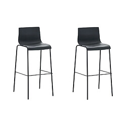 Non Lot de 2 tabourets de bar Hoover plastique 4 pieds structure noir