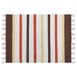 Beliani Tapis en coton marron et beige 140 x 200 cm HISARLI