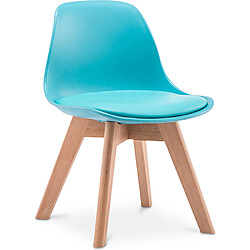 ICONIK INTERIOR Chaise d'enfant en bois et polypropylene rembourrée Bleu