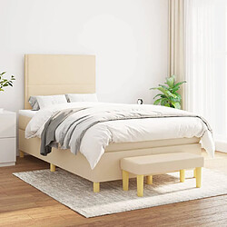 vidaXL Sommier à lattes de lit avec matelas Crème 120x200 cm Tissu