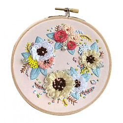 Kit de départ pour broderie avec motif floral bricolage au point de croix