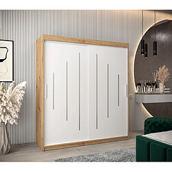 Abiks Meble Armoire YORK À Portes Coulissantes 200/180/62 2 Portes (Artisan/Blanc)