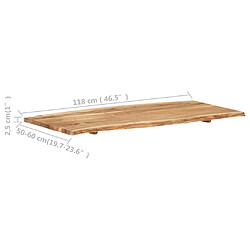 Avis vidaXL Dessus de table Bois d'acacia massif 118x(50-60)x2,5 cm