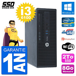 PC HP ProDesk 400 G3 SFF Intel Core i3-6100 RAM 8Go SSD 2To Windows 10 Wifi - Occasion