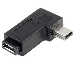 Wewoo Adaptateur noir Micro USB à Mini USB de 90 Degrés