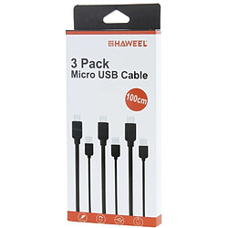 Avis Wewoo Câble pour Samsung Galaxy, Huawei, Xiaomi, LG, HTC et autres smartphone 3 PCS 1 m haute vitesse Micro USB vers USB Data Sync de recharge Kits,