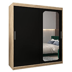 Abiks Meble Armoire PROMO T2 À Portes Coulissantes 200/180/62 2 Portes (Sonoma/Noir)