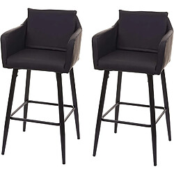 Decoshop26 Lot de 2 tabourets de bar avec repose-pieds en synthétique noir et métal noir TDB04065