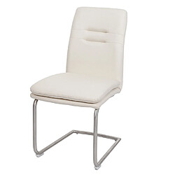 Mendler Lot de 2 chaises de salle à manger HWC-H70 tissu/textile inox brossé ~ crème-beige