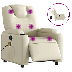 vidaXL Fauteuil de massage inclinable électrique crème similicuir