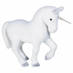 Statuette Déco Licorne Paillettes 38cm Blanc