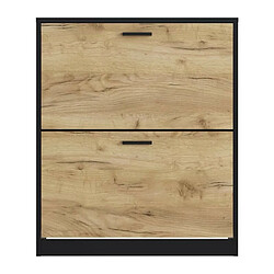 Meuble a chaussure 2 portes - Decor chene et noir