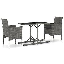 vidaXL Ensemble de salle à manger de jardin 3 pcs Gris