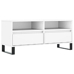 vidaXL Meuble TV blanc 100x34,5x44,5 cm bois d'ingénierie