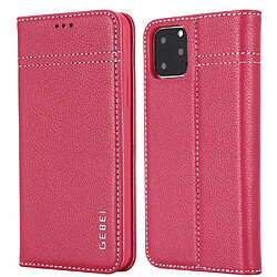 Wewoo Coque Pour iPhone 11 Pro GEBEI Etui de protection en cuir à rabat avec support et fentes cartes Rose Rouge