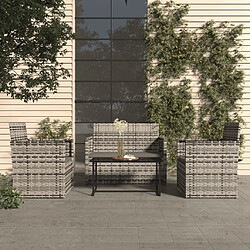 Maison Chic Salon de jardin 4 pcs avec coussins - Table et chaises d'extérieur - Mobilier/Meubles de jardin Moderne résine tressée gris -MN16624