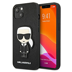 karl lagerfeld klhcp13sokpk iphone 13 mini 5,4" etui rigide noir / noir saffiano ikonik karl`s patch