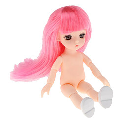 Belle Poupée Fille Articulée 16cm Corps Nu Cheveux Roses Avec Frange pas cher