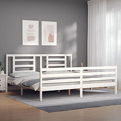 Avis Maison Chic Lit adulte - Cadre Structure de lit avec tête de lit Contemporain blanc 200x200 cm bois massif -MN53038