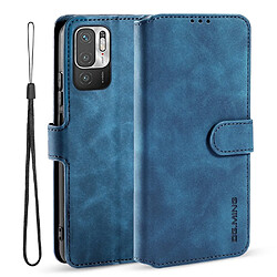 Dg.Ming Etui en PU + TPU antichute, style rétro avec support bleu pour votre Xiaomi Redmi Note 10 5G