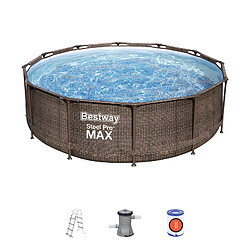 Bestway Piscine tubulaire ronde rotin steel pro max Ø3.66 x h.1.00 m