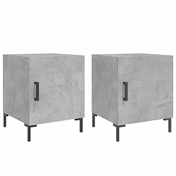 Maison Chic Lot de 2 Tables de chevet,Table de nuit,Table d'appoint pour salon gris béton 40x40x50 cm bois d’ingénierie -MN58102