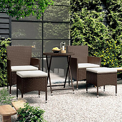 vidaXL Ensemble de bistro de jardin 5 pcs poly rotin et verre trempé