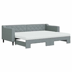 Maison Chic Lit d'appoint avec gigogne et matelas | Lit de jour | Lit de repos gris clair 80x200 cm tissu -GKD73781