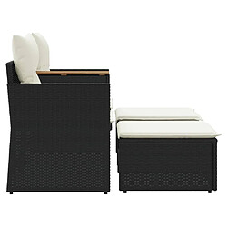 Maison Chic Canapé de jardin 2 places avec tabourets | Canapé Sofa d'extérieur | Fauteuil terrasse noir résine tressée -MN82825 pas cher